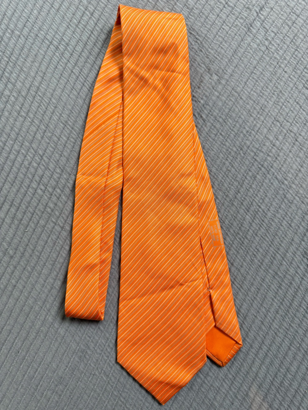 Hermes Orange Striped Neck Tie authentic